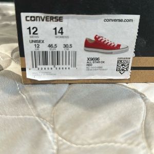 Men’s size 12, women’s 14, Red Converse All Star OX, X9696
